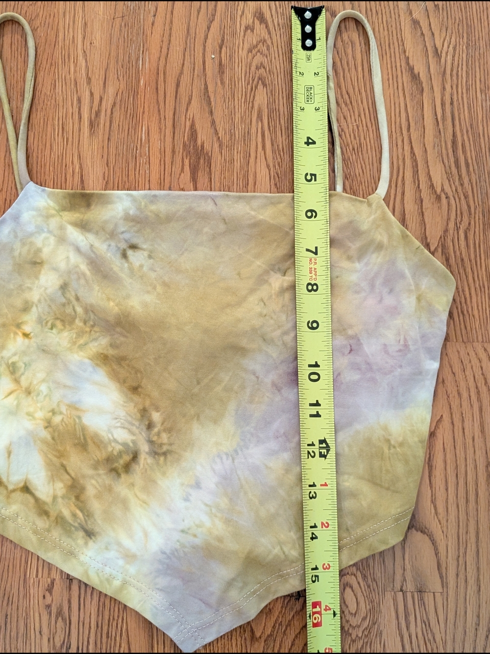 Blue Blush Mustard Yellow and Pale Purple Tie-Dye Tie Back Crop Tank Top - Picture 5 of 8
